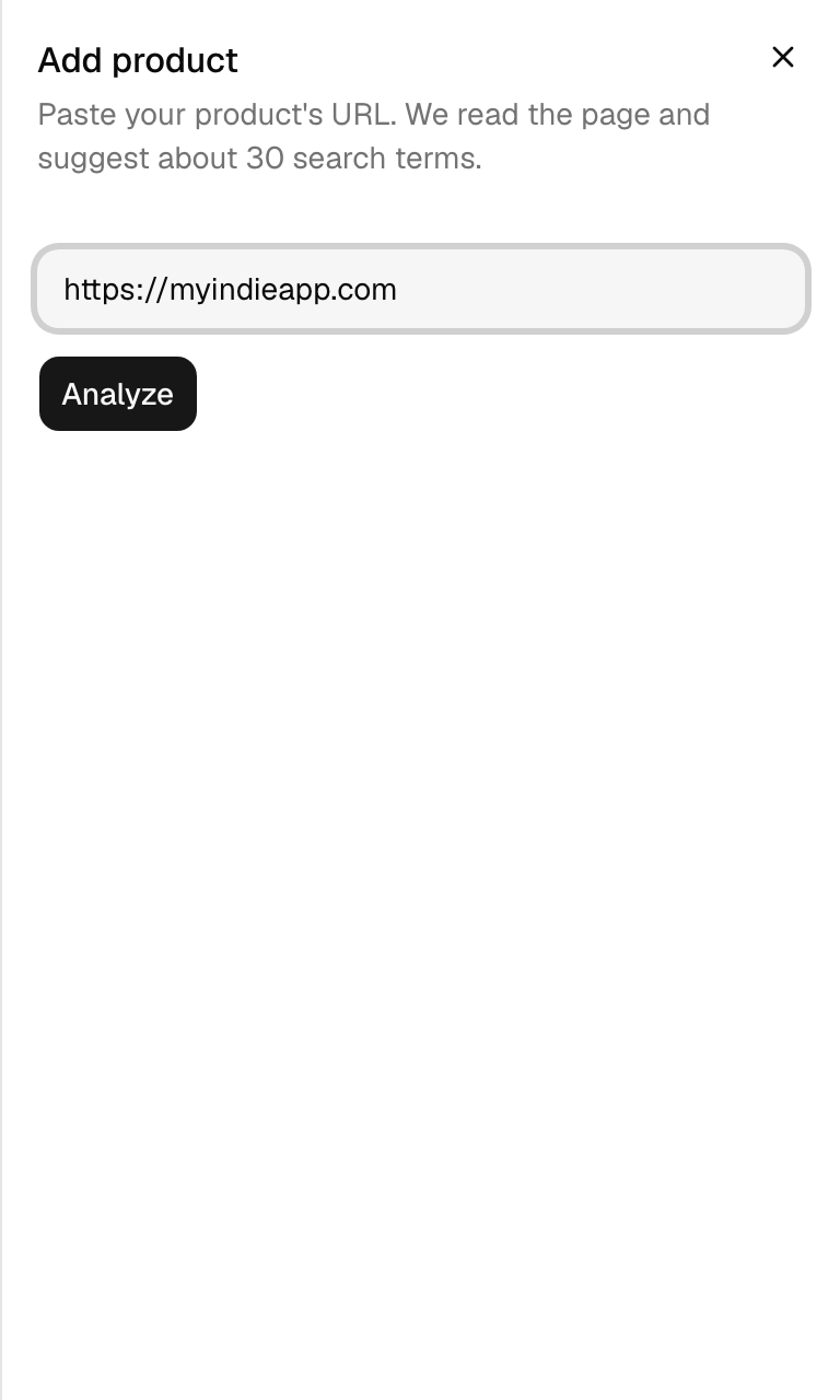 Add product: paste your product's URL